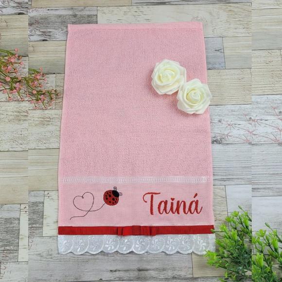 Toalha de Lavabo Personalizada - Bordada com Nome e Tema Des