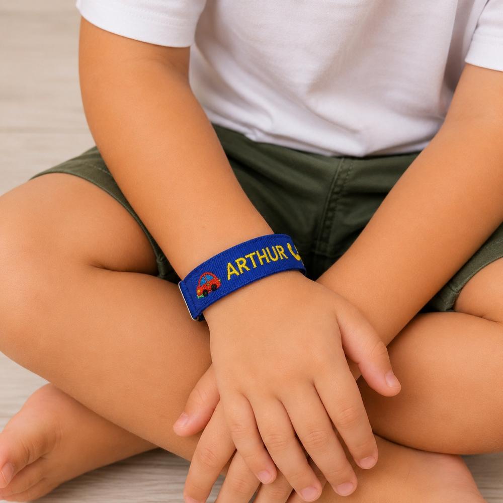 Pulseira de Identificação Infantil Bordada - Azul Royal