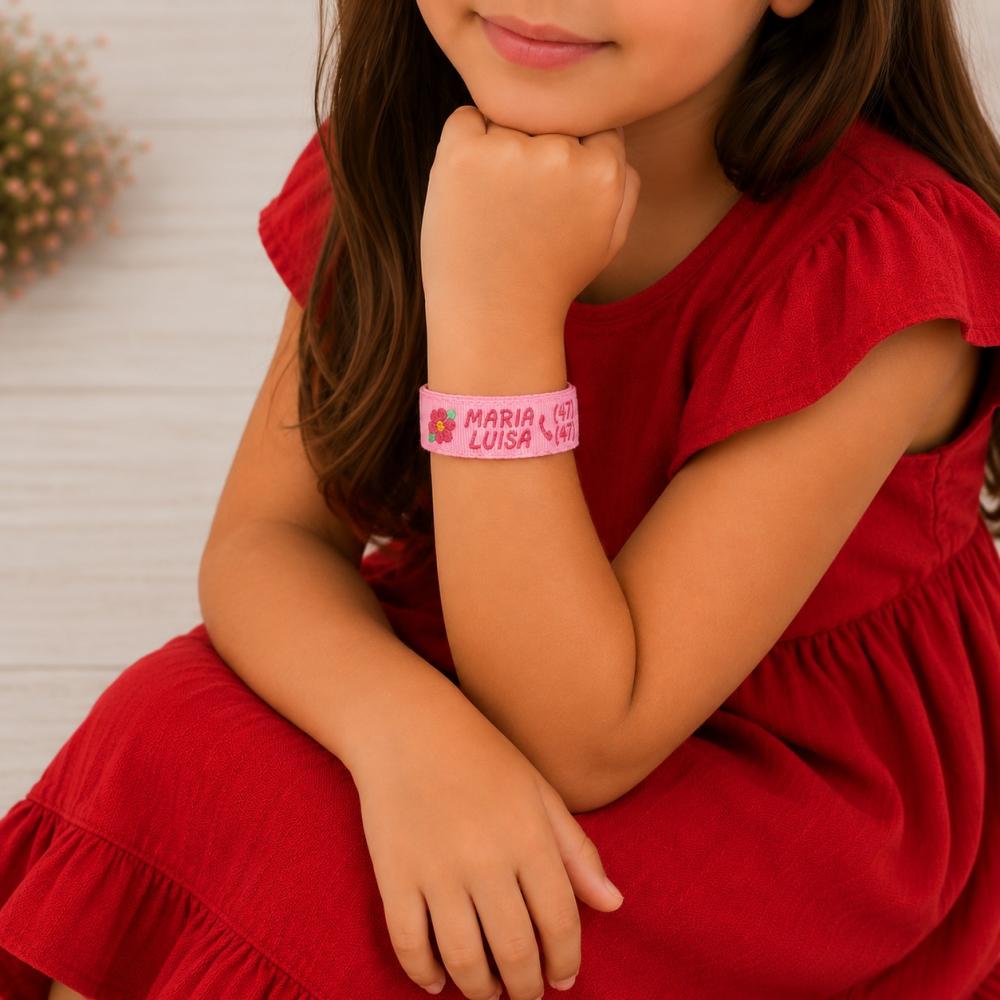Pulseira de Identificação Personalizada - Rosa Bebe