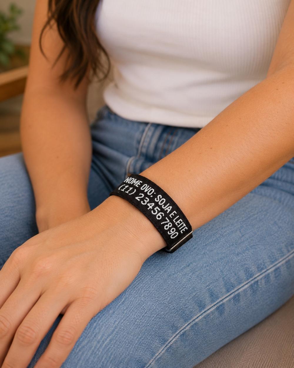Pulseira de Identificação com Alerta Médico - Preto