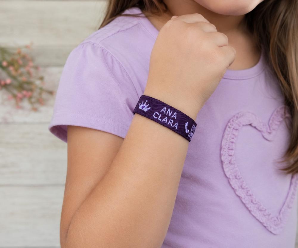 Pulseira de Identificação Personalizada - Roxa