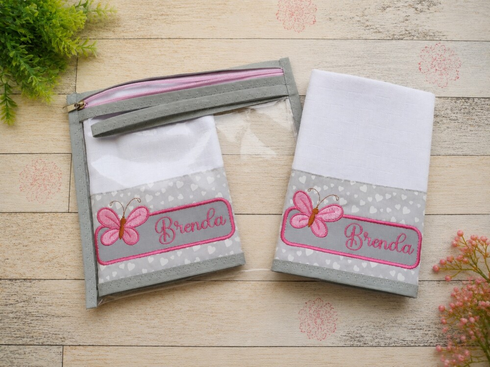Kit fralda de Boca com Necessaire Organizadora Personalizadas com