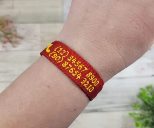 Pulseira de Identificação Infantil Personalizada – Nome e Telefone Bordado