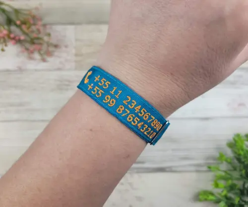 Pulseira de Identificação Infantil Personalizada – Nome e Tel
