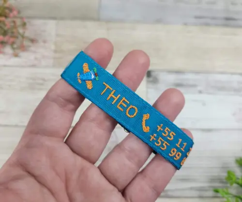 Pulseira de Identificação Infantil Personalizada – Nome e Tel
