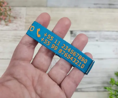 Pulseira de Identificação Infantil Personalizada – Nome e Tel