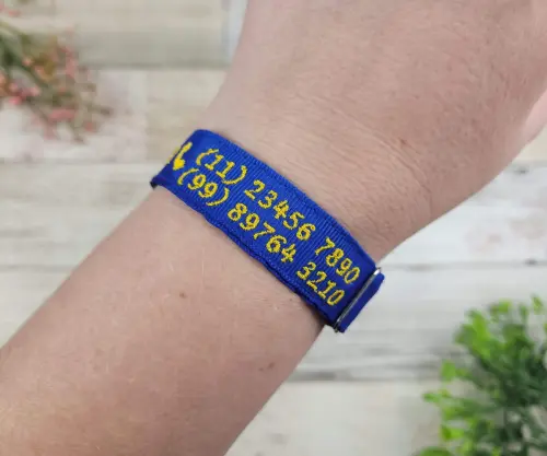 Pulseira de Identificação Infantil Bordada - Azul Royal