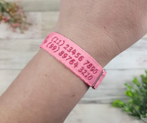 Pulseira de Identificação Personalizada - Rosa Bebe