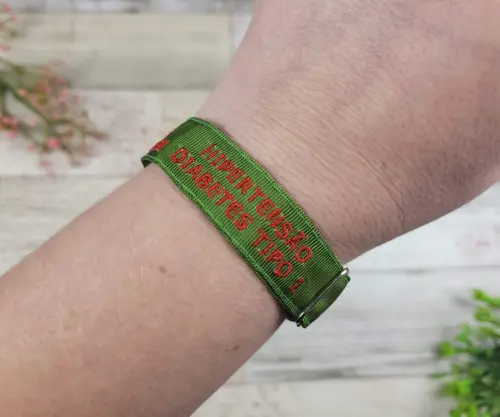 Pulseira de Identificação com Alerta Médico - Verde Musgo