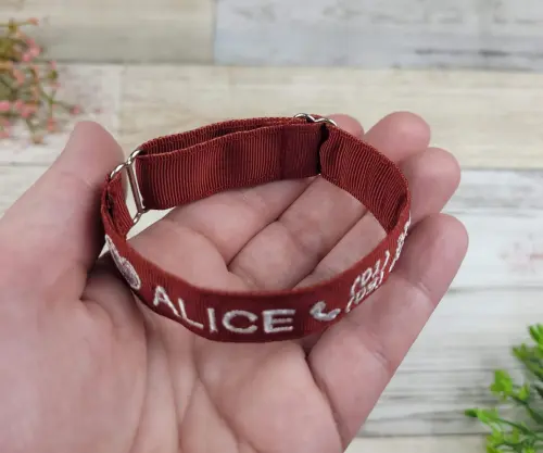 Pulseira de Identificação Personalizada - Bordô