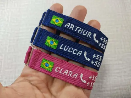 Kit 3 Pulseiras de Identificação Personalizada - Nome e Fone
