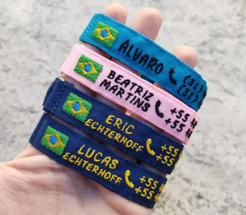 Kit 4 Pulseiras de Identificação Personalizada - Nome e Fone