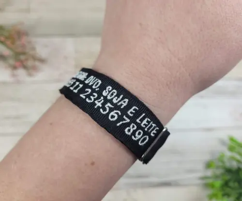 Pulseira de Identificação com Alerta Médico - Preto