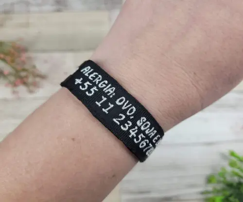 Pulseira de Identificação com Alerta Médico - Preto