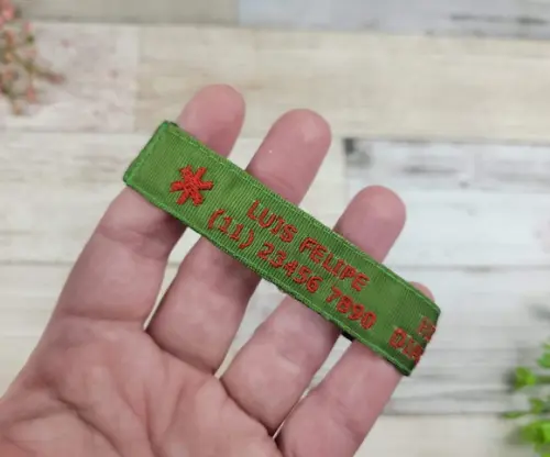 Pulseira de Identificação com Alerta Médico - Verde Musgo