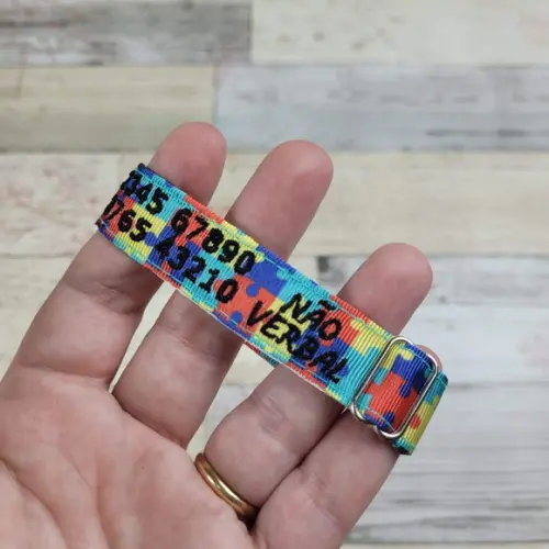 Pulseira de Identificação Infantil Autismo Tea - Preta