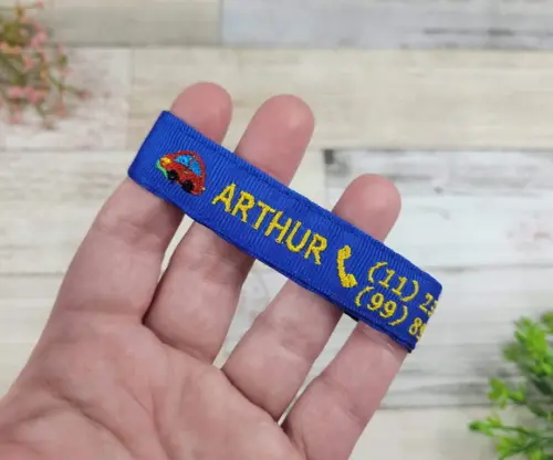Pulseira de Identificação Infantil Bordada - Azul Royal