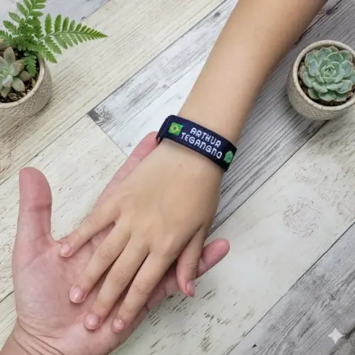 Pulseira de Identificação Personalizada - Azul Marinho