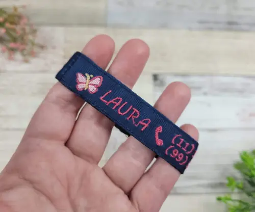Pulseira de Identificação Personalizada - Azul Marinho