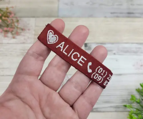 Pulseira de Identificação Personalizada - Bordô