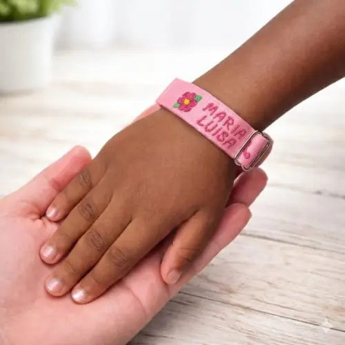Pulseira de Identificação Personalizada - Rosa Bebe