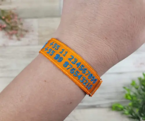 Pulseira de Identificação Personalizada - Laranja