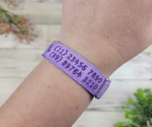 Pulseira de Identificação Personalizada - Lilás