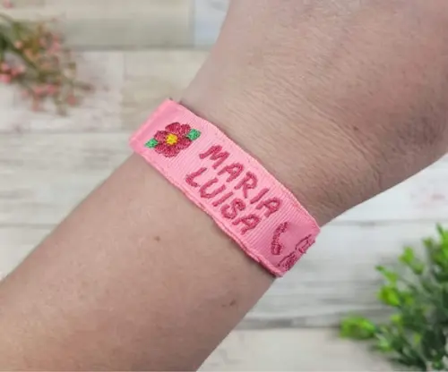 Pulseira de Identificação Personalizada - Rosa Bebe