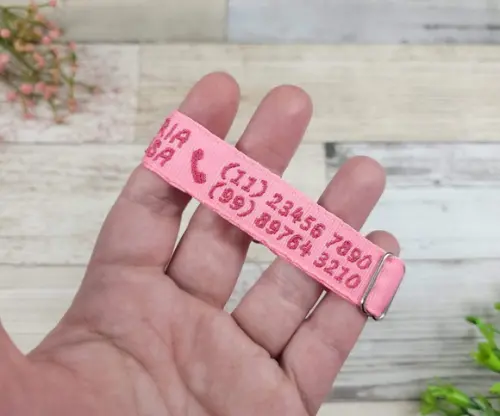 Pulseira de Identificação Personalizada - Rosa Bebe