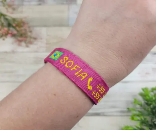 Pulseira de Identificação Personalizada - Rosa Pink