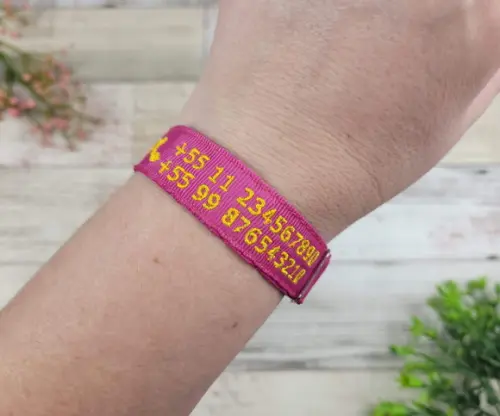 Pulseira de Identificação Personalizada - Rosa Pink