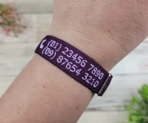 Pulseira de Identificação Personalizada - Roxa