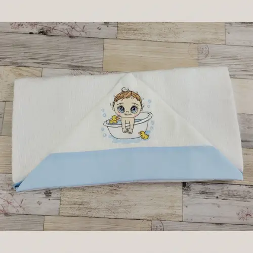 Toalha Banho Bebê Forrada com Fralda, com Capuz Personaliza