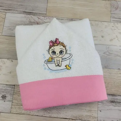 Toalha Banho Bebê Forrada com Fralda, com Capuz Personaliza