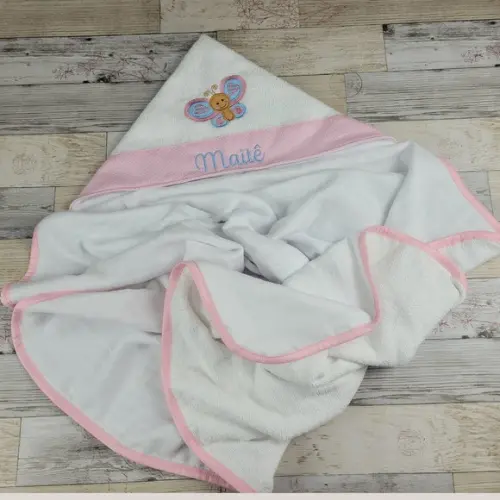Toalha de Banho Bebê Forrada com Fralda, Capuz Personalizada