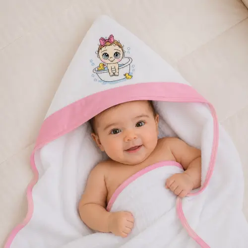 Toalha Banho Bebê Forrada com Fralda, com Capuz Personaliza