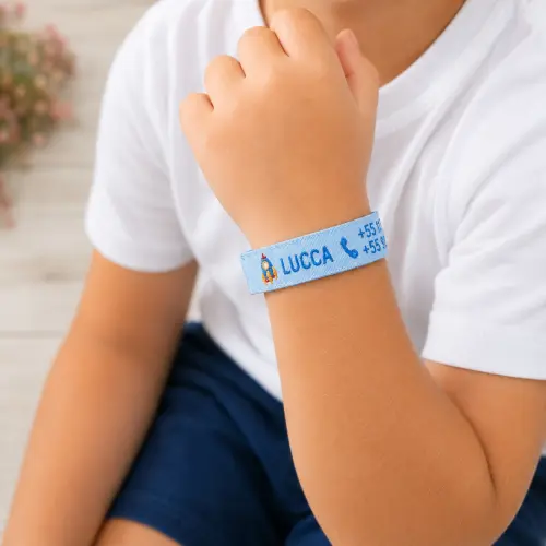 Pulseira de Identificação Personalizada - Azul Bebê