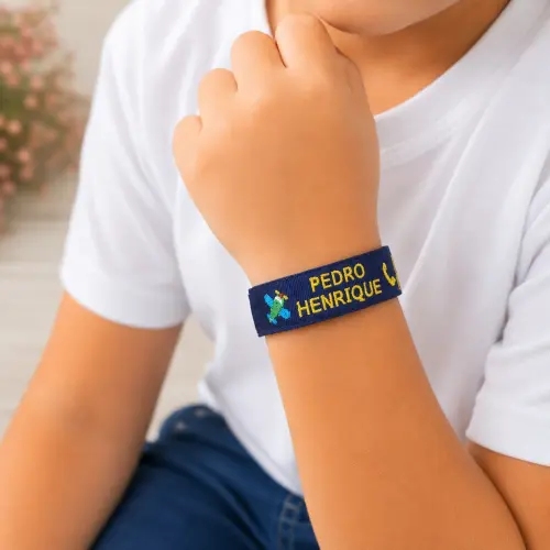 Pulseira de Identificação Personalizada - Azul Marinho