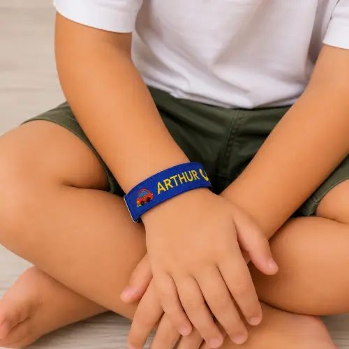 Pulseira de Identificação Infantil Bordada - Azul Royal