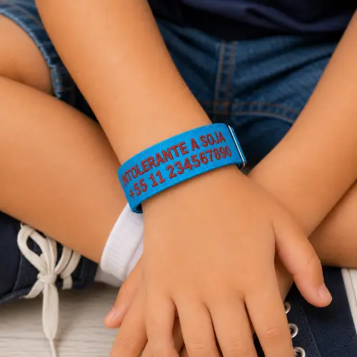 Pulseira de Identificação com Alerta Médico - Azul Turquesa