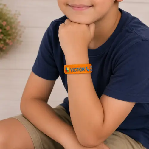 Pulseira de Identificação Personalizada - Laranja