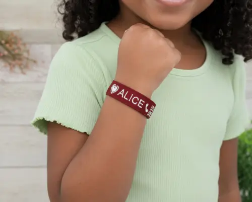 Pulseira de Identificação Personalizada - Bordô