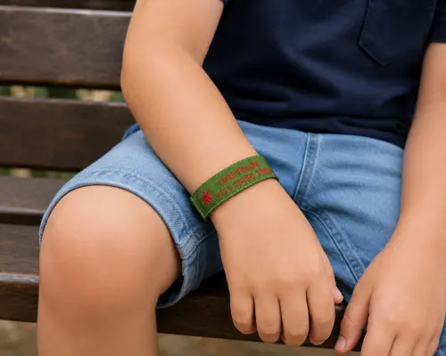 Pulseira de Identificação com Alerta Médico - Verde Musgo