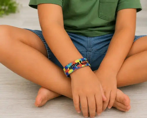 Pulseira de Identificação Infantil Autismo Tea - Preta