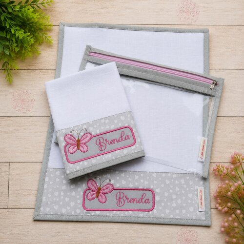 Kit fralda de Boca com Necessaire Organizadora Personalizadas com Nome