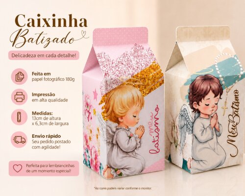 Caixa Milk Batismo | Batizado | Caixinhas | Lembrancinha