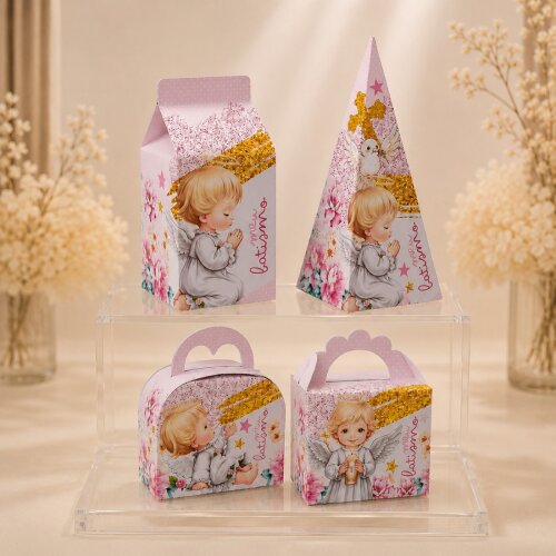 Kit de Caixinhas Batismo Rosa| Batizado | Caixinhas | Lembrancinh