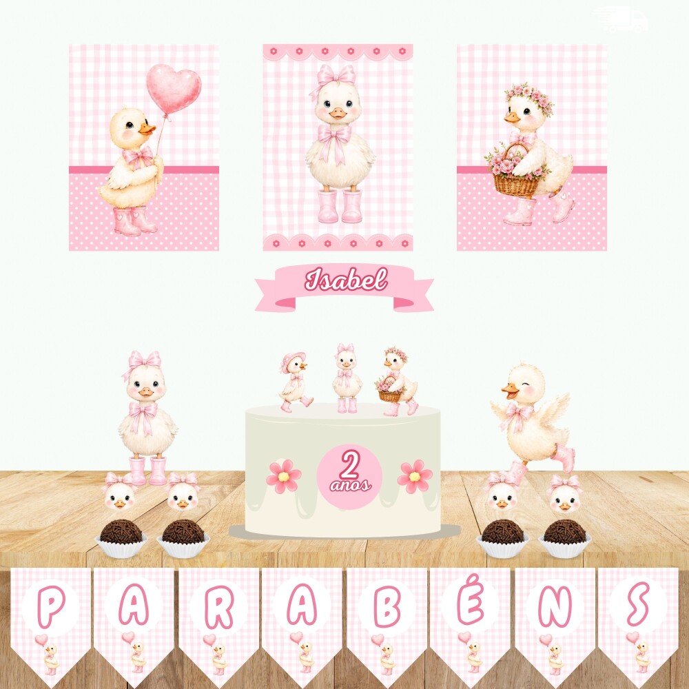 Kit festa Kit Só Um Bolinho PATA GANSO PATO| Festa personalizada