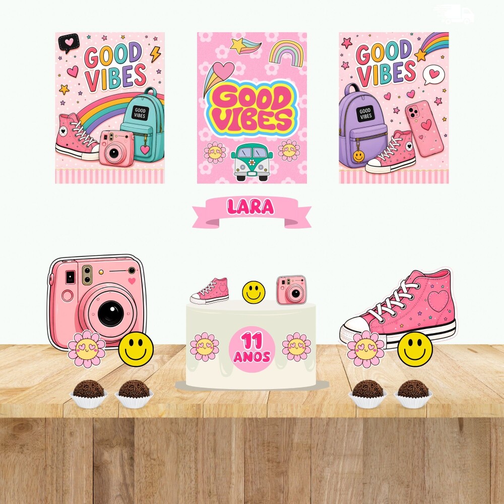 Kit Só Um Bolinho GOOD VIBES Topo de Bolo - Cópia - Cópia - C?