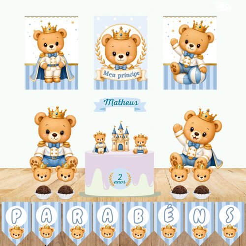 Kit Só Um Bolinho URSO PRINCIPE URSINHO Topo de Bolo - Cópia - Cópia - Cópia - Cópia